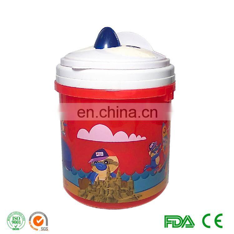 2Liter popcorn plastic bucket with lis and strip