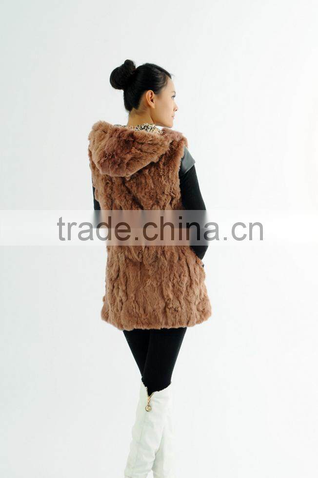 Brown Long New Style Rabbit Fur Winter Women Coat