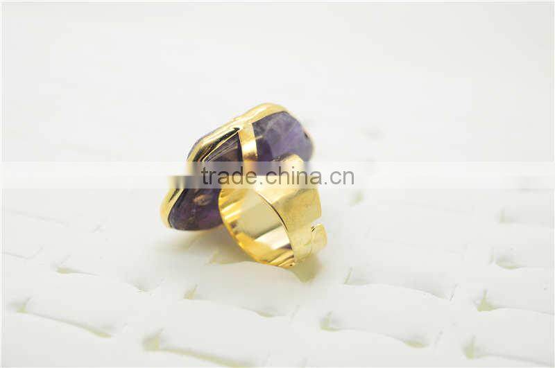 2014 New style natural agate wire wrapped jewelry ring