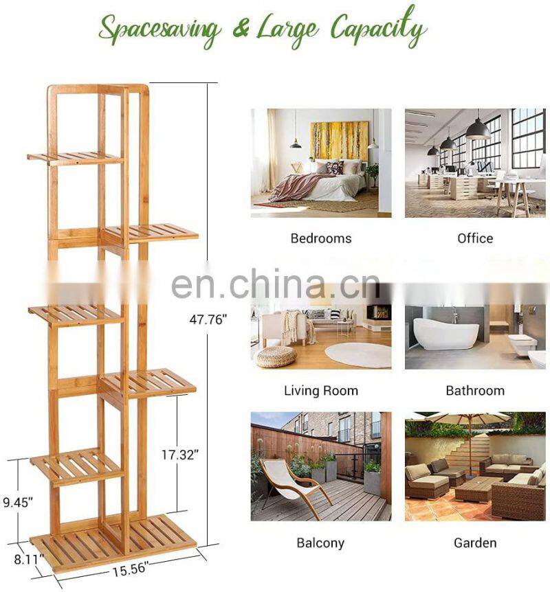 Bamboo Plant Stand Rack Indoor & Outdoor Plant Stand 6 Tier 7 Potted Multiple Flower Planter Pot Holder Shelf Rack Display