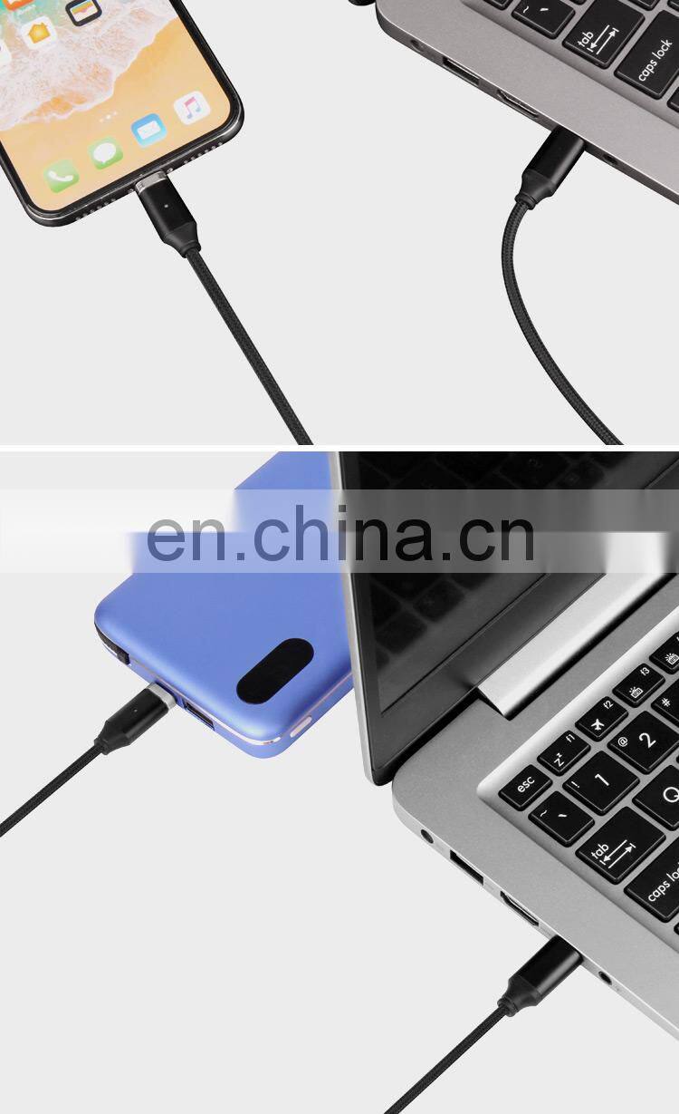 Custom Multi 3 In 1 Nylon Braided Cable Mobile Phone Fast Charger Type C To Type C Magnetic Data Cable