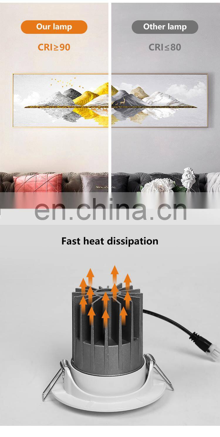 Energy Saving White Trim Recessed Spot Light Ceiling Fixture Indoor 7W COB LED Downlight