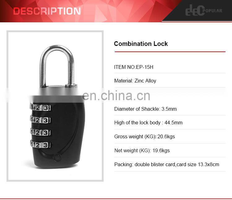 Durable Steel Shackle 4 Digit Resettable Password Combination Lock Safety Padlock
