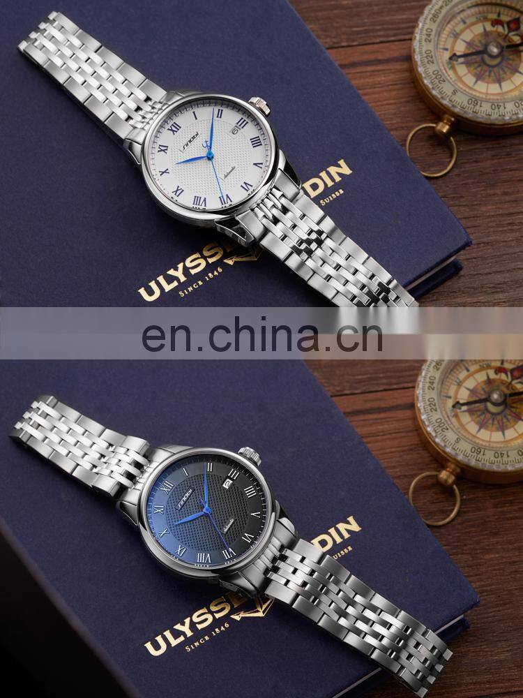 SINOBI Classical Automatic Mens Luxury Watch 316L Stainless Steel Case & Band Calendar Drop Shipping Wristwatch 1246G Montre