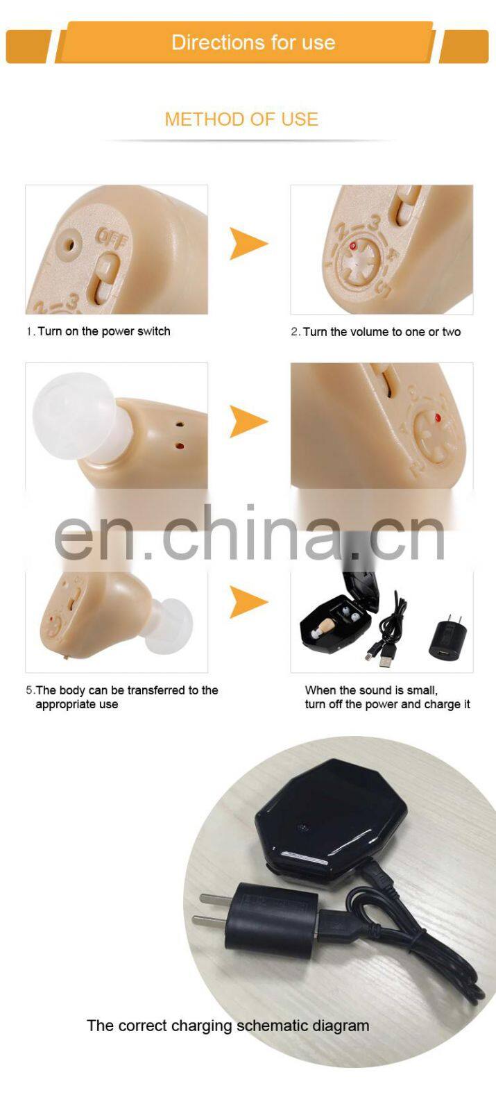 Rechargeable noise reduction old man hearing aid earphone