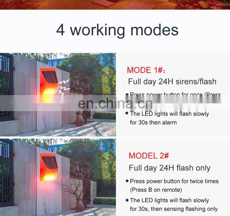 Solar Alarm Lamp Warning Sound 129dB Loud Siren Strobe Farm Orchard Light NEW