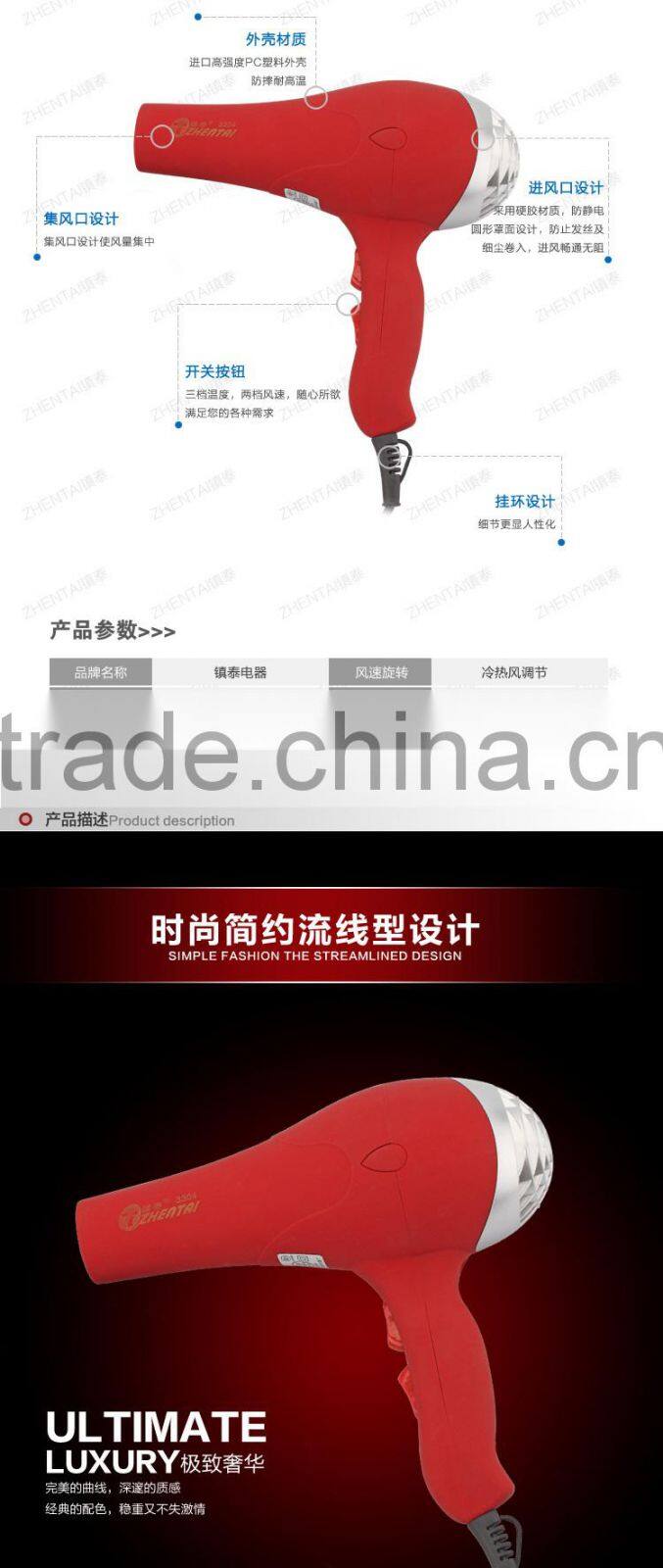 Household Hair Dryer Cold Hair Dryer Hot Sell Rubber Material Dryer