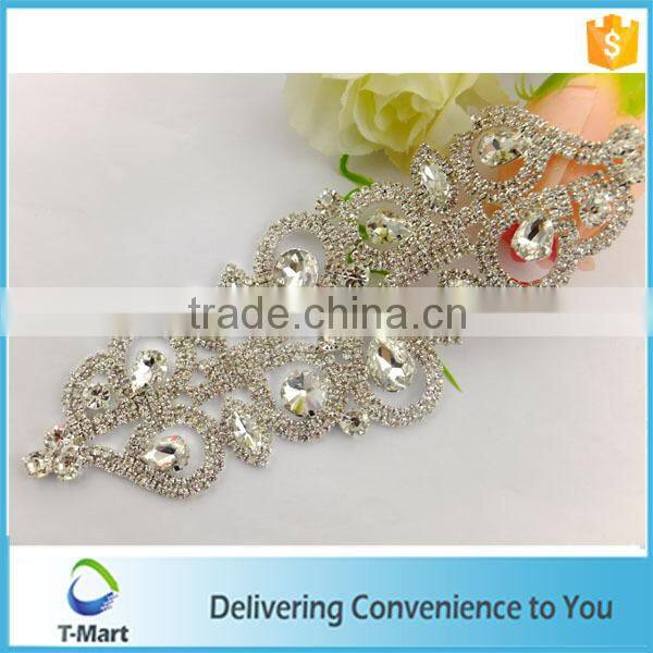 glitter crystal rhinestone applique for lady dress