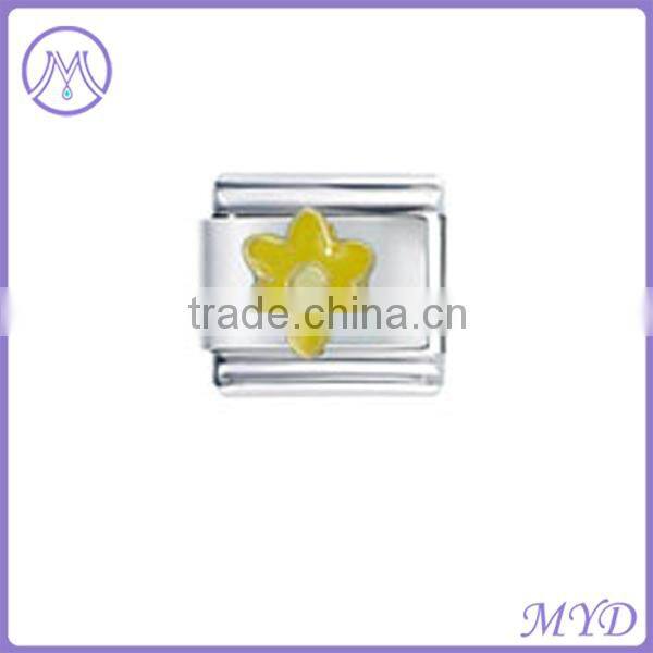 High Quality Stainless Steel Handmade Flower 9mm Italian Charms Link Bracelet