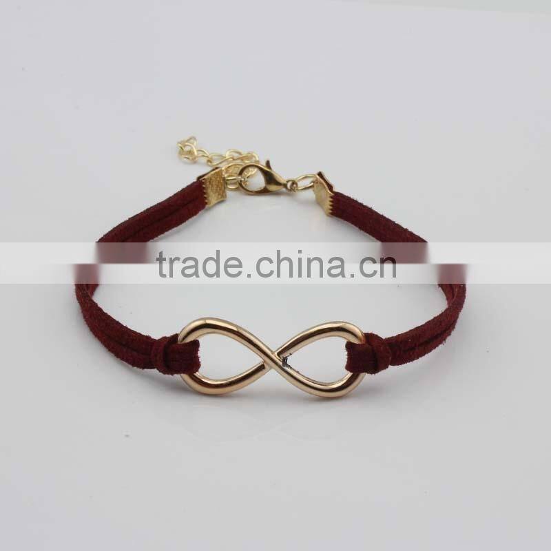 Big Gold Infinity Braided Leather Bracelet Lobster Claw Clasp Black Men Jewelry