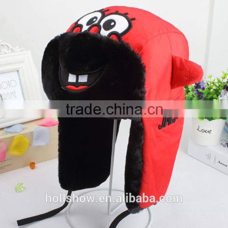 Autumn Winter New Fashion Cute Eyes Embroidery Children Kids Earflap Hat