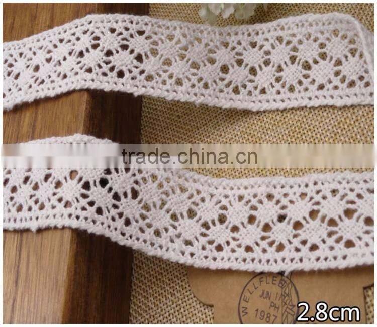Double Sizde 1.14" Facotry Wholesale Cheap Crochet Natural White 100% Korean Lace Fabric for Graments Accessory