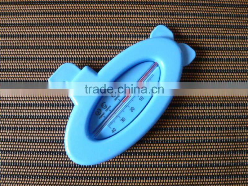 baby bath plastic water thermometer w/ blue ship design and red kerosene filled capillary cheap item accurate read temperature