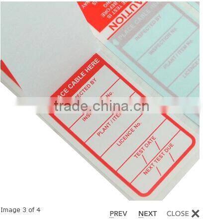 Heavy Duty Test Tags with an over Laminated Security Flap / Self Lamination Test tag with Unique Numbers