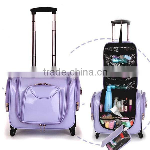 China wholesale pu leather trolley luggage factory,light weight clothing storage box,multifunction suitcase