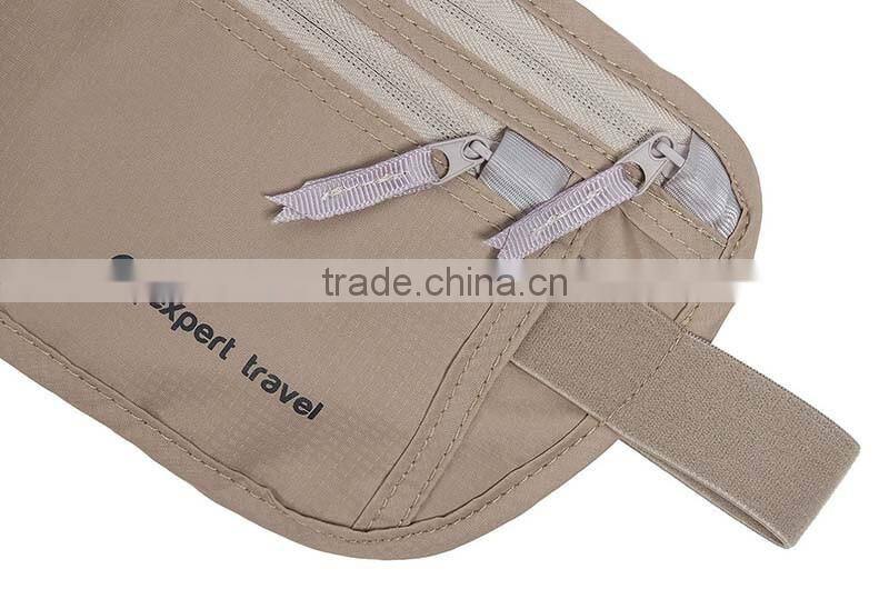 Travel rfid blocking waist money belt with zipper pocket