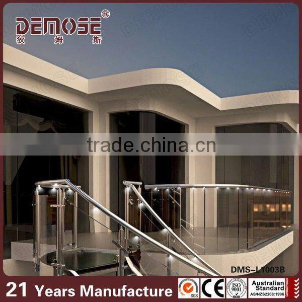 indoor stainless steel handrail led light tread stair