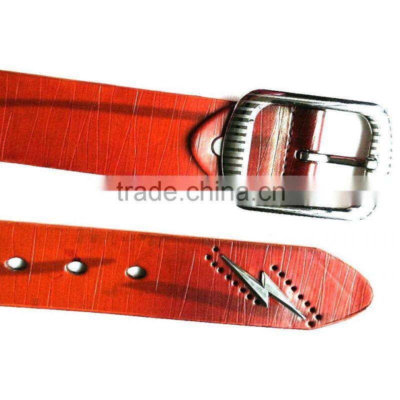 Cool Lightning Design Stud Center Bar Buckle Black Cowgirl Studded Belt