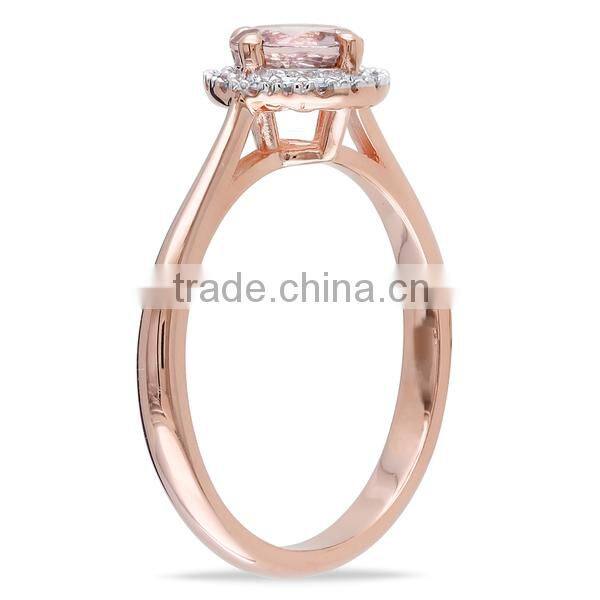 Sterling Silver Morganite and Diamond Halo Earrings Ring and Neckalce Jewelry Set