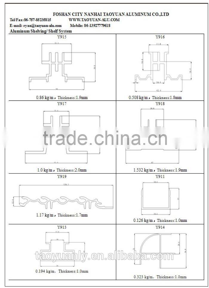 Modular adjustable height display exhibition aluminum shelving translot extrusion profile for racking Shelf System