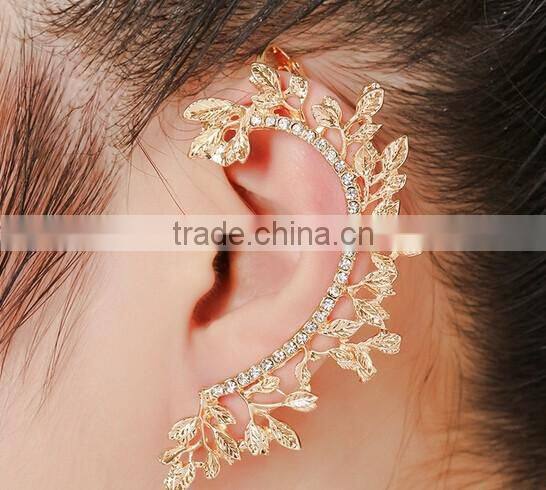 >> SW16420 new arrival Fashionable crystal leaf cuff earrings/