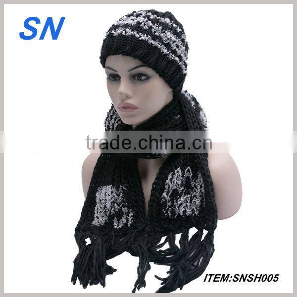 2015 fashion new winter hat scarf set for women