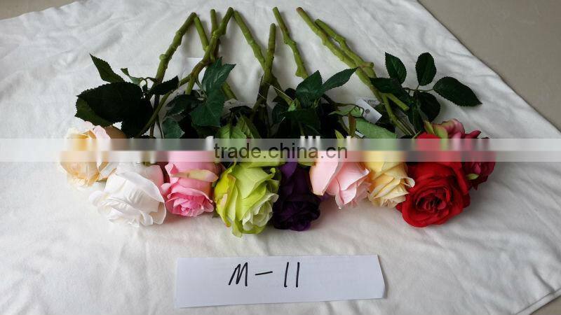short length colorful single head silk rose artificial flower
