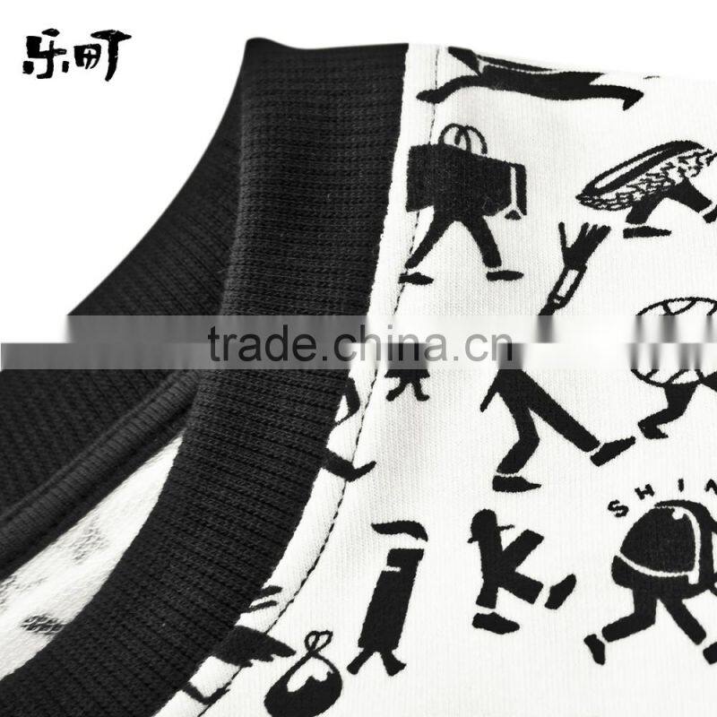 Spring 2015 girl's stylish cartoon printing loose long sleeve short models european sweater