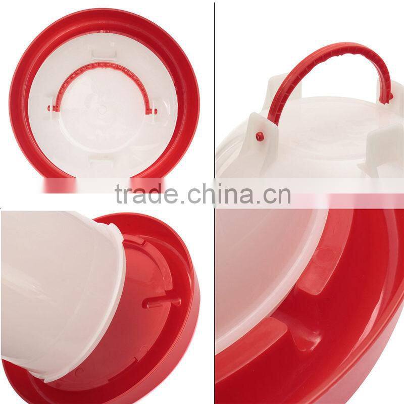 Lowest Price 22.5x16x23.5cm 3 Liter White+Red Plastic Chicken Chicks Hen Poultry Drinker Waterer with Handle