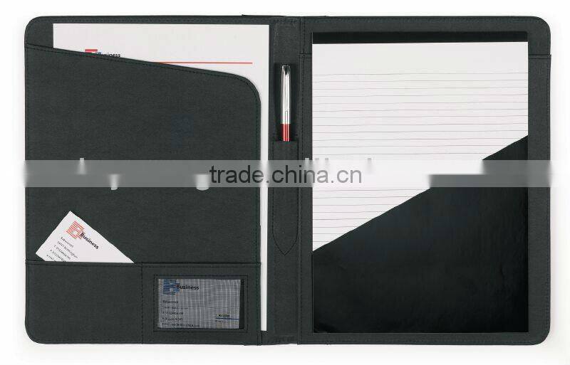 Zipper Faux Leather Folder With Pad Holder