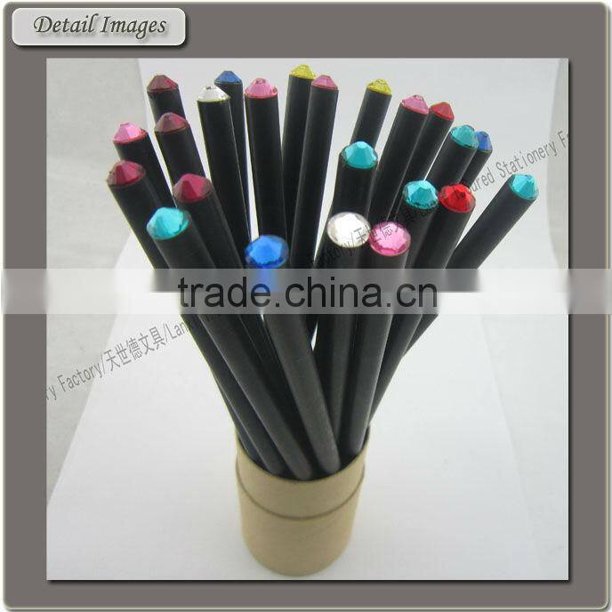 Office Stationery Black Wood HB Crystal Pencil