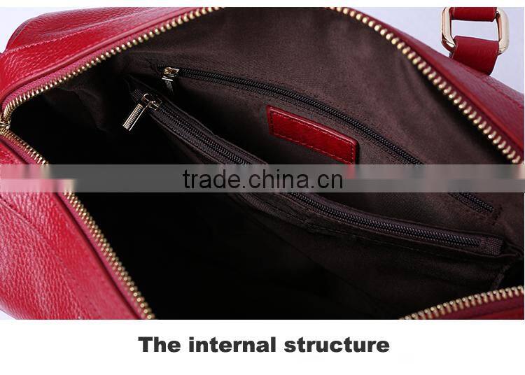 2016 new style guangzhou leather handbags top cowhide handbag boston bag for women
