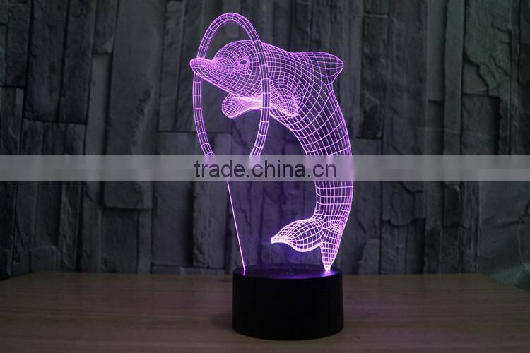 Lovely Dolphin 3D illusion Led Night Light Projection Baby Bedside Table Desk Lamp USB LED Electronic Gadget Decorative Lighting
