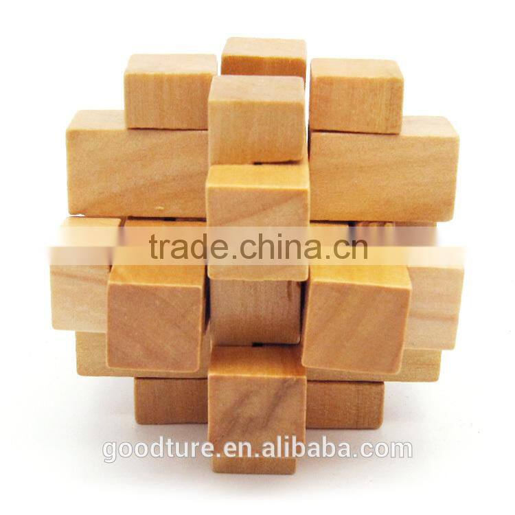 2015 Hot Sale Wooden IQ Intelligent Puzzle Magic Puzzle Kongming Lock Brain Teaser Model Number GAD1074