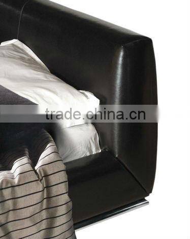 Italian leather double bed (A-B26)