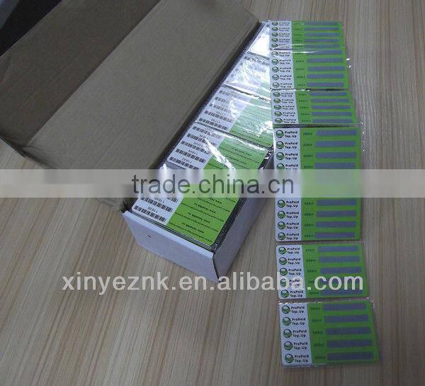 CR80 ISO plastic scratch code recharge card with pin code