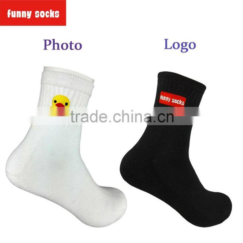 Funny cotton winter socks with your own logo custom personalized embroidery designs socks mens compression crew socks