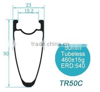 100% Hand Make 23mm wide carbon 50mm 700c tubeless rims TR50C