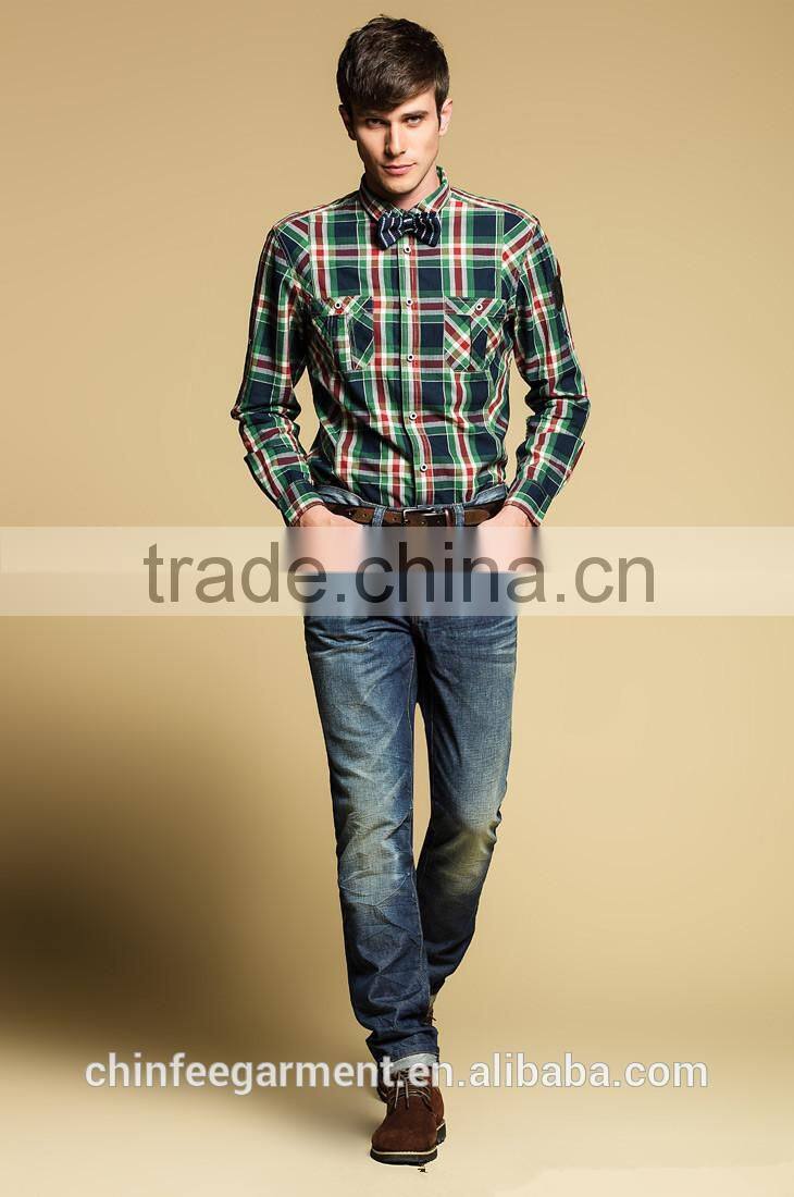 Fashion New Cotton Plaid Shirts Mens Checked Shirts