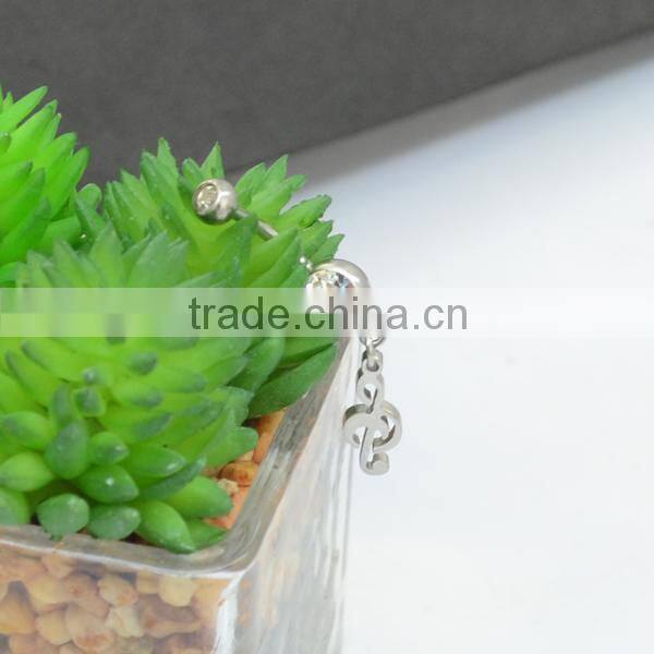 musical notation dangle belly rings, fashion body piercing jewelry, rhinestone navel piercing rings