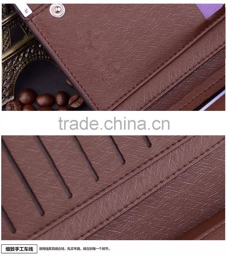 Low Cost Fashion PU Leather Unisex Card Long Wallet Hand Purse for Men