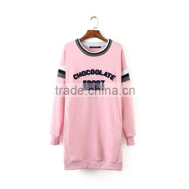 clothing manufacturer embroidery long sleeve round collar long hooby