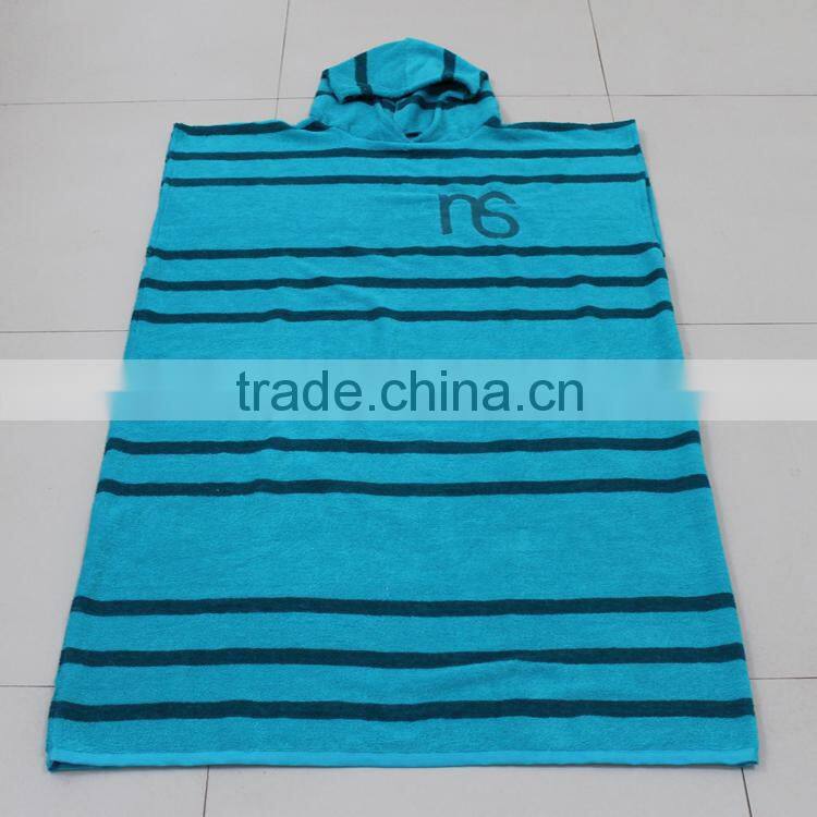 100% COTTON yarn-dyed woven stripes adult poncho towel stripes robe towel