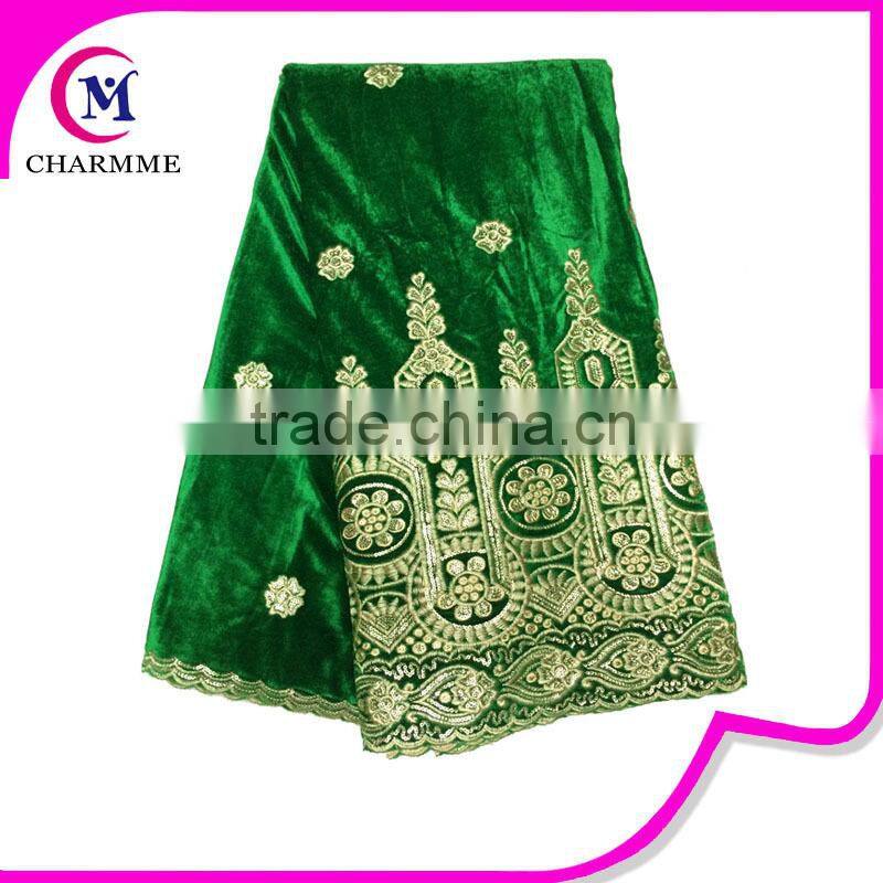 Fashion african fabric lace for big wedding/party CCL-8V032 velvet lace fabric for garments/dress