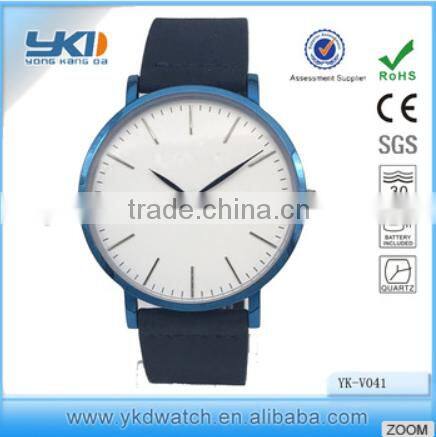 2016 Vintage Super Thin Hot Selling Custom Logo Ultra Thin Watch With Softer Genuine Leather Strap