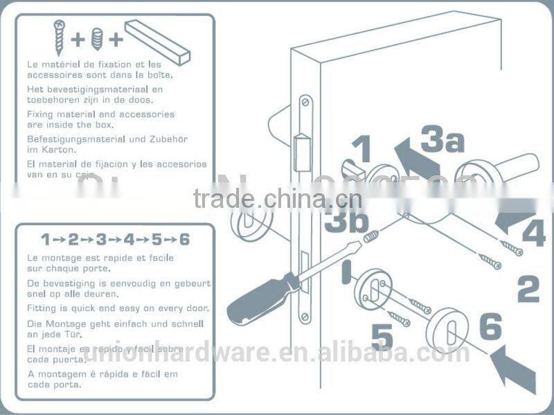 Modern L shape stainless steel door handle with escutcheon 16mm