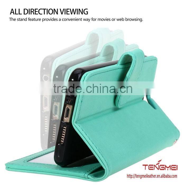 for HTC one A9 soft suede PU leather case, light green wallet case for HTC one A9