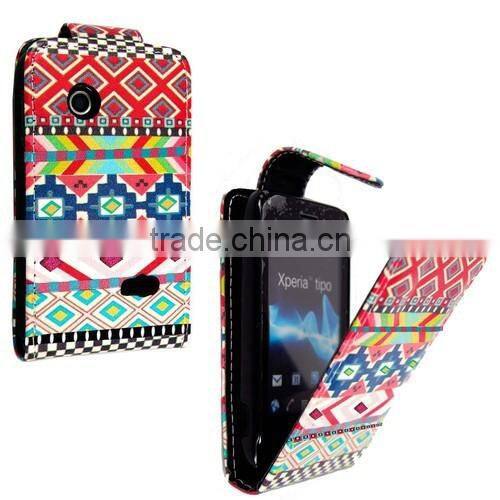 New printed pu leather flip case cover for Sony Xperia Tipo ST21i, cute cartoon leather case for Sony Xperia Tipo ST21i
