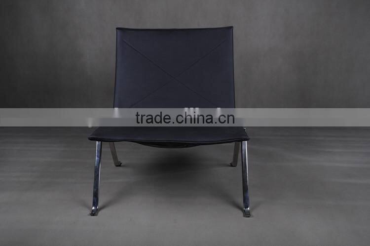 304# stainless steel ergonomic leather chaise lounge pk22 chair replica