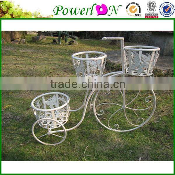 Antique white wrought iron flower pot stands